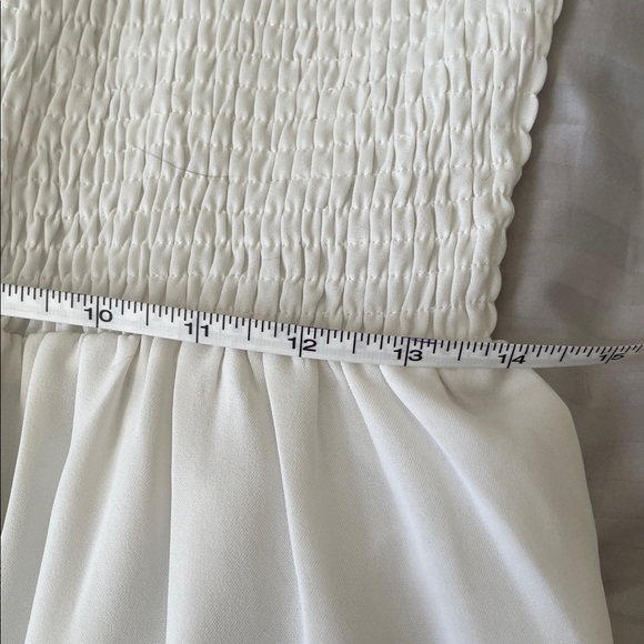 White Maxi Dress with lace, smocked, flutter sleeve pockets - Picture 15 of 16